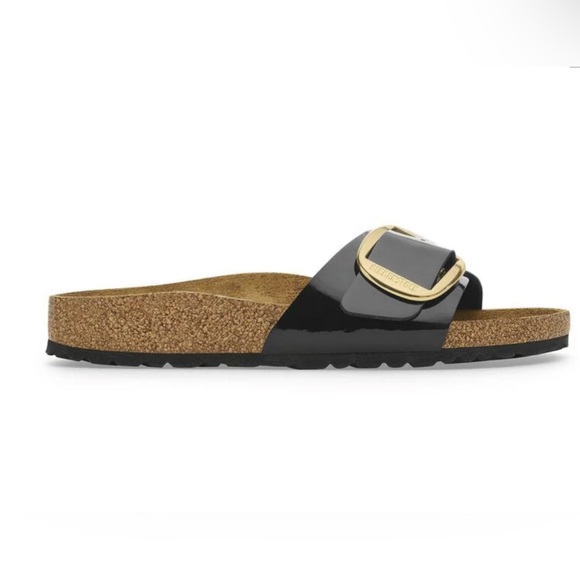BIRKENSTOCK MADRID BIG BUCKLE PATENT SANDALS IN BLACK 36 5 - Picture 6 of 12
